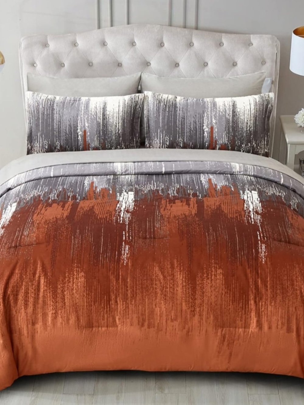 Modern Ombre Rust and Gray Comforter Set - Home Bedding